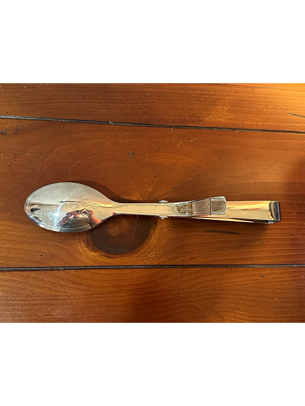 Pampered Chef Stainless Steel Clip/Locking Cooking Spoon, Silver